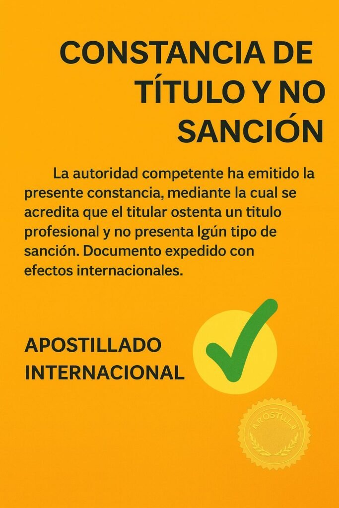 APOSTILLA DE CONSTANCIA DE TÍTULO Y NO SANCIÓN APOSTILLA DE CONSTANCIA DE TÍTULO Y NO SANCIÓN